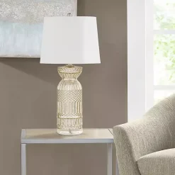 Antique Silver Textured Glass Luxuria Table Lamp