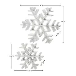 Antique Silver Wooden Snowflakes, Set of 2