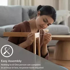 Antique Walnut Faux Leather Stools, Set of 2