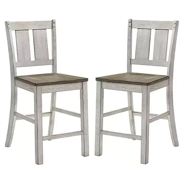 Antique White & Ash Brown 2-pc. Counter Stool Set