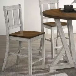 Antique White & Dark Brown 2-pc. Counter Stool Set