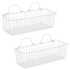 Antique White 2-pc. Long Wire Basket Set, 17 in.