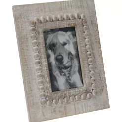 Antique White Wood Beaded Picture Frame, 4x6