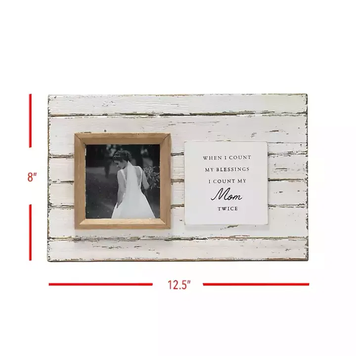 Antique White Wooden Mom Picture Frame