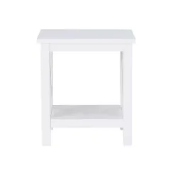 Antique White X Side Frame Accent Table