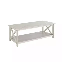 Antique Whitewashed Wood Coffee Table