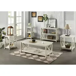 Antique Whitewashed Wood Coffee Table