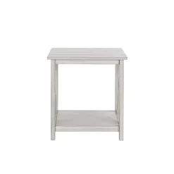 Antique Whitewashed Wood Square Side Table