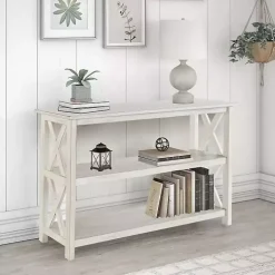 Antique Whitewashed Wood Console Table