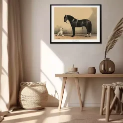 Antiqued Horse and Dog Framed Wall Art