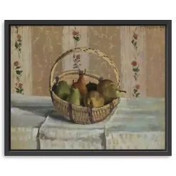 Apples and Pears in a Round Basket Framed Print