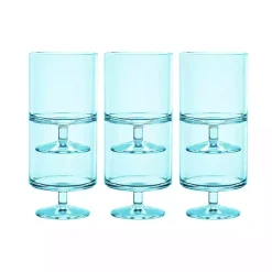 Aqua Acrylic Goblet Wine Glasses, Set of 6