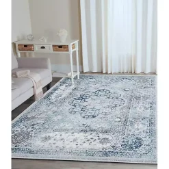 Aqua and Gray Alex Area Rug, 5x7