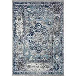 Aqua and Gray Alex Area Rug, 5x7