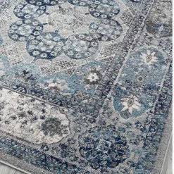 Aqua and Gray Alex Loomed Area Rug, 7x9