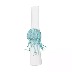 Aqua Beaded Jellyfish Napkin Rings, Set of 6
