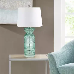 Aqua Blue Textured Glass Luxuria Table Lamp