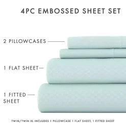 Aqua Embossed Checkered 3-pc. Twin Sheet Set
