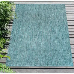 Aqua Intertwine Indoor/Outdoorr Area Rug, 6x9