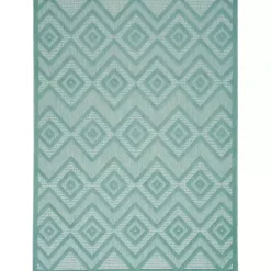 Aqua Teal Diamond Indoor/Outdoor Area Rug, 5x7