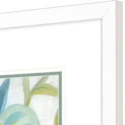 Aqua Tropical Leaves I Framed Art Print