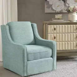 Aqua Upholstered Swivel Accent Chair
