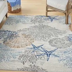 Aquamarine Starfish Coastal Area Rug, 5x7