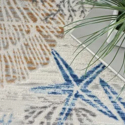 Aquamarine Starfish Coastal Area Rug, 5x7