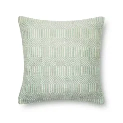 Aquamarine Woven Geometric Outdoor Throw Pillow