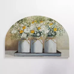 Arched Floral Mason Jar Canvas Art Print