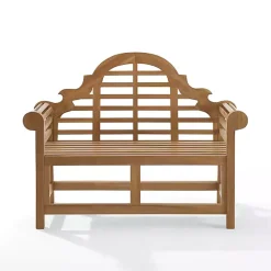 Arched Teakwood Slatted Outdoor Bench
