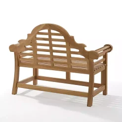 Arched Teakwood Slatted Outdoor Bench