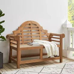 Arched Teakwood Slatted Outdoor Bench