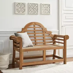 Arched Teakwood Slatted Outdoor Bench
