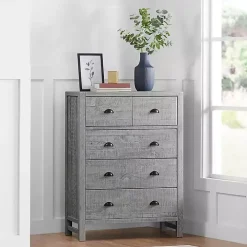 Arden Gray Wood 5-Drawer Chest