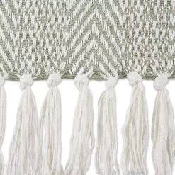 Artichoke Green Herringbone Fringe Throw