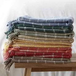 Artichoke Green Plaid Fringed Throw