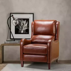 Arturo Brown Leather Wingback Recliner