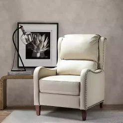 Arturo Ivory Leather Wingback Recliner