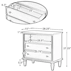 Ash Brown 2-Drawer Wood Nightstand