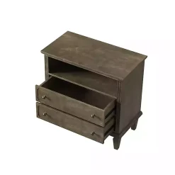 Ash Brown 2-Drawer Wood Nightstand