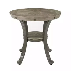 Ash Gray Round Nailhead Side Table