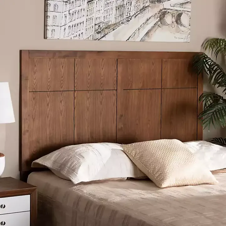 Ash Walnut Wood Panel Full Headboard
