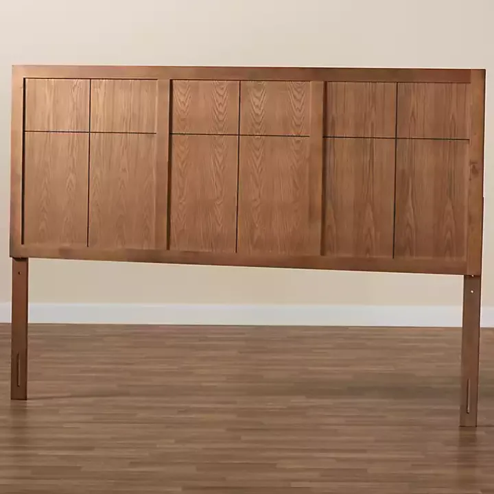 Ash Walnut Wood Panel King Headboard