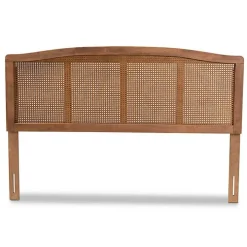 Ash Walnut Woven Rattan King Headboard
