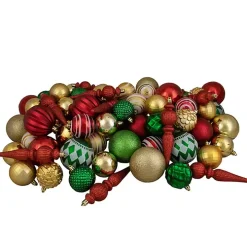 Assorted Shatterproof Ornaments, Set of 75