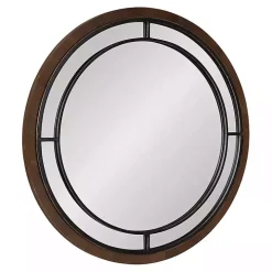 Audubon Brown Wood Round Wall Mirror