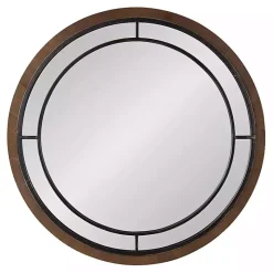 Audubon Brown Wood Round Wall Mirror