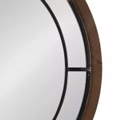 Audubon Brown Wood Round Wall Mirror