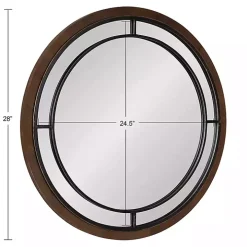 Audubon Brown Wood Round Wall Mirror